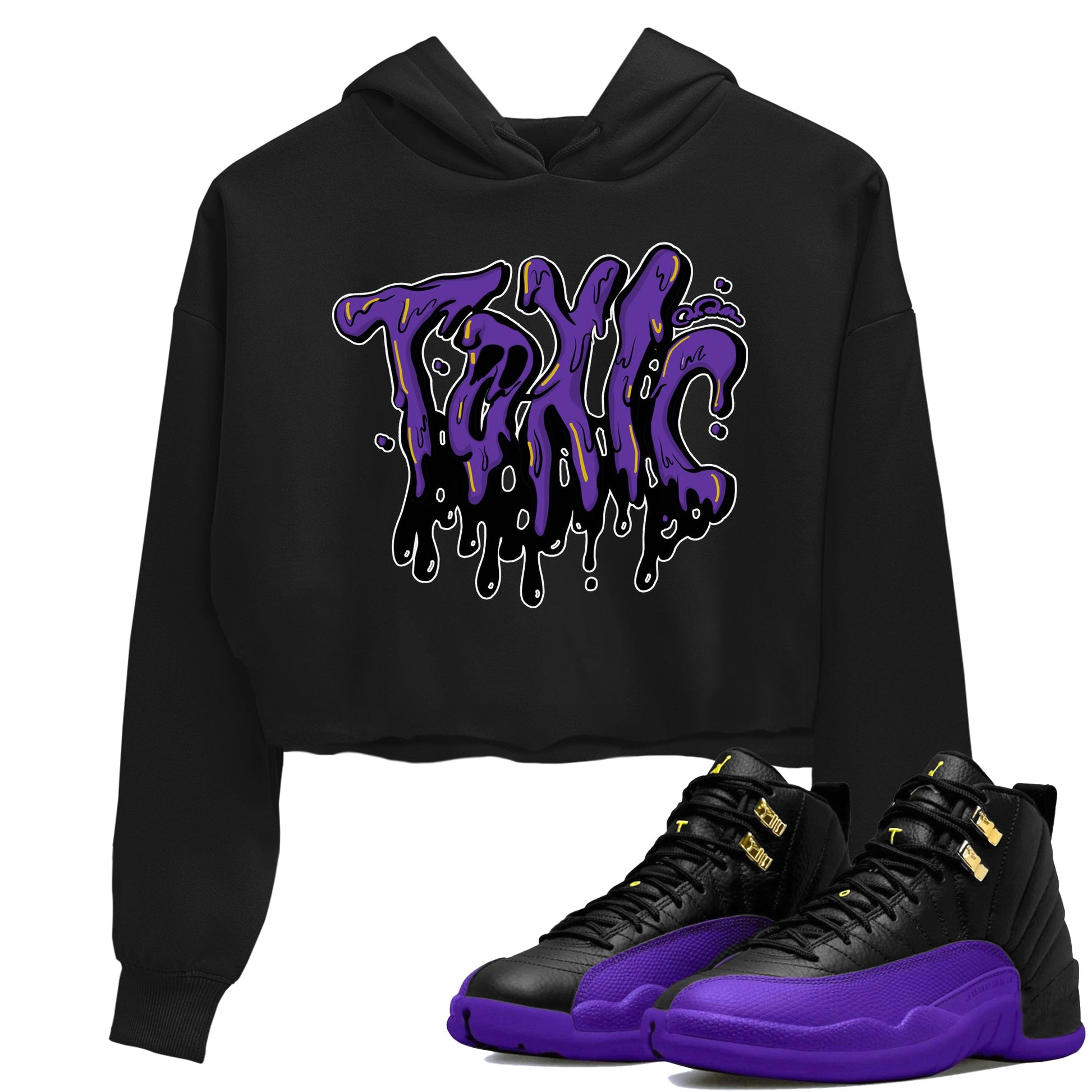 Air Jordan 12 Field Purple Sneaker Match Tees Toxic Sneaker Tees AJJordan 12 Lakers Sneaker Release Tees Women's Shirts Black 1
