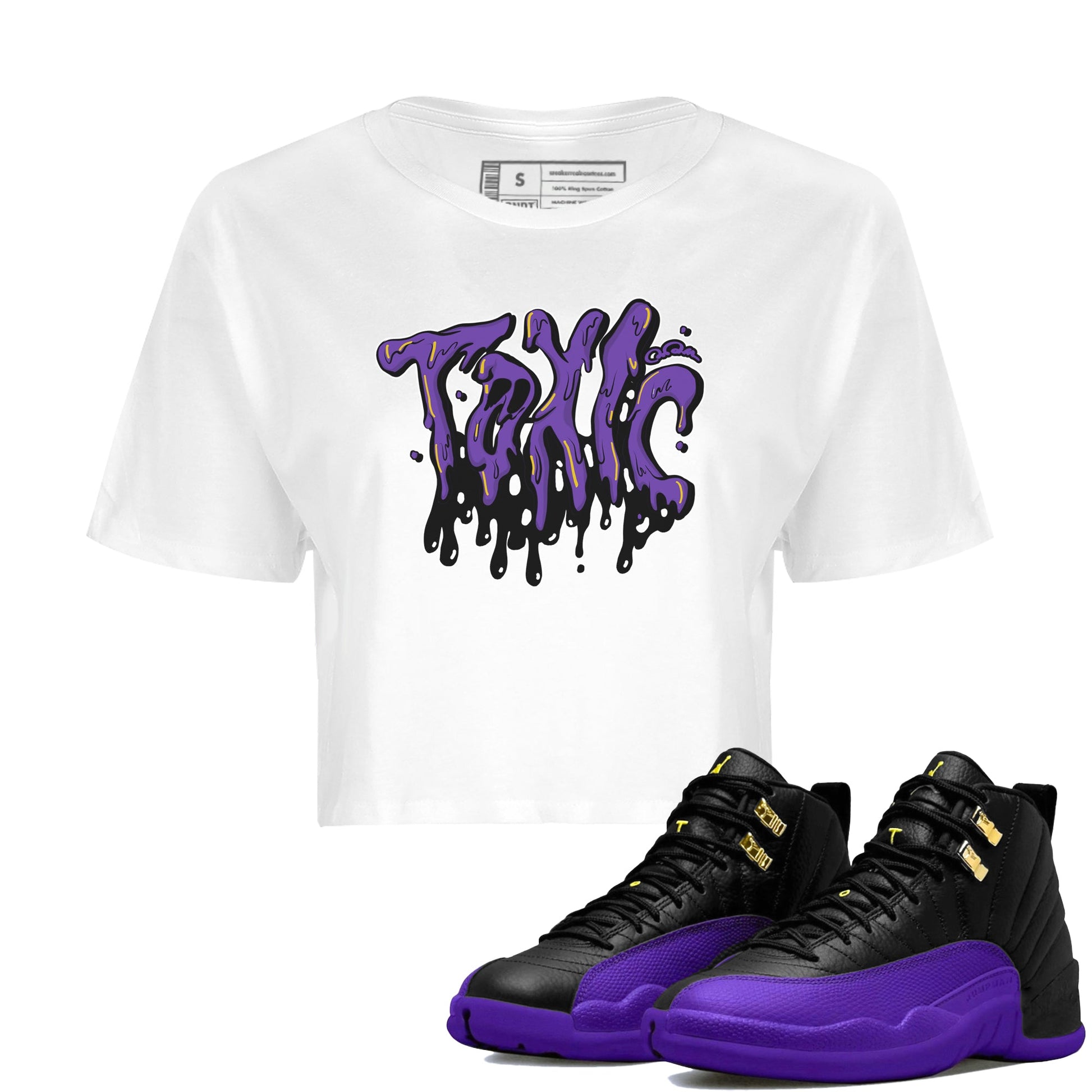 Air Jordan 12 Field Purple Sneaker Match Tees Toxic Sneaker Tees AJJordan 12 Lakers Sneaker Release Tees Women's Shirts White 1