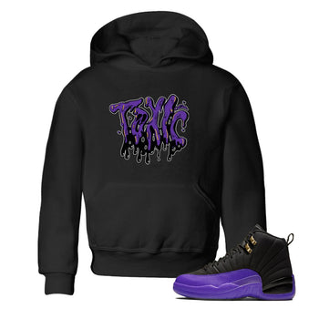 Air Jordan 12 Field Purple Sneaker Match Tees Toxic Sneaker Tees AJJordan 12 Lakers Sneaker Release Tees Kids Shirts Black 1
