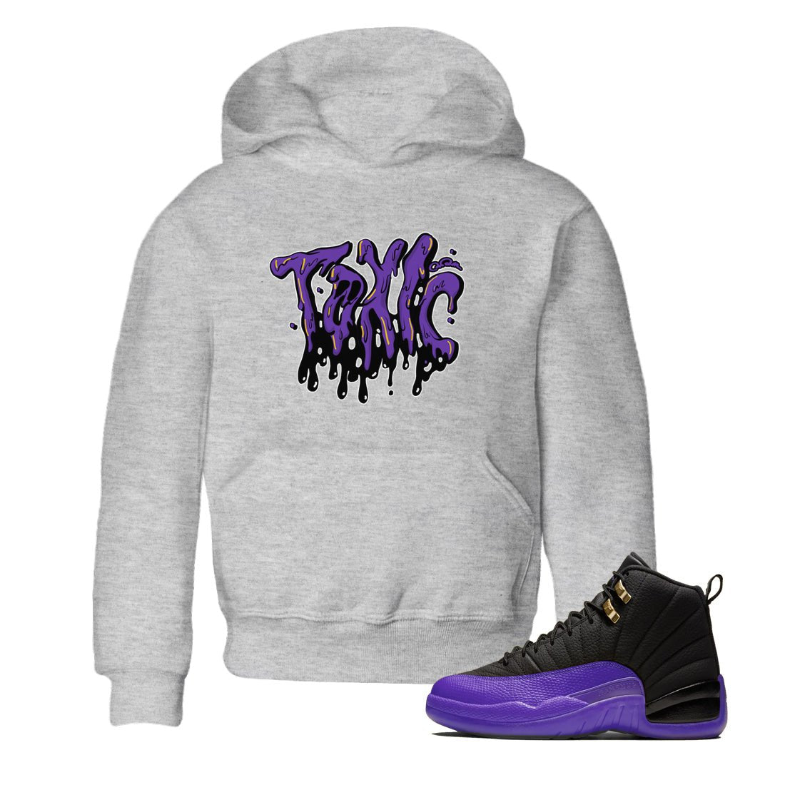 Air Jordan 12 Field Purple Sneaker Match Tees Toxic Sneaker Tees AJJordan 12 Lakers Sneaker Release Tees Kids Shirts Heather Grey 1