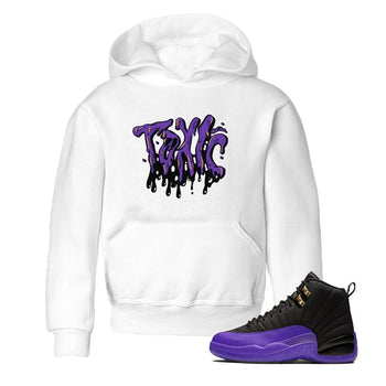 Air Jordan 12 Field Purple Sneaker Match Tees Toxic Sneaker Tees AJJordan 12 Lakers Sneaker Release Tees Kids Shirts White 1