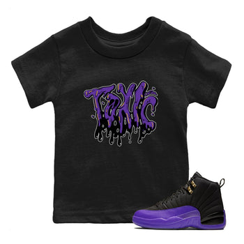 Air Jordan 12 Field Purple Sneaker Match Tees Toxic Sneaker Tees AJJordan 12 Lakers Sneaker Release Tees Kids Shirts Black 1