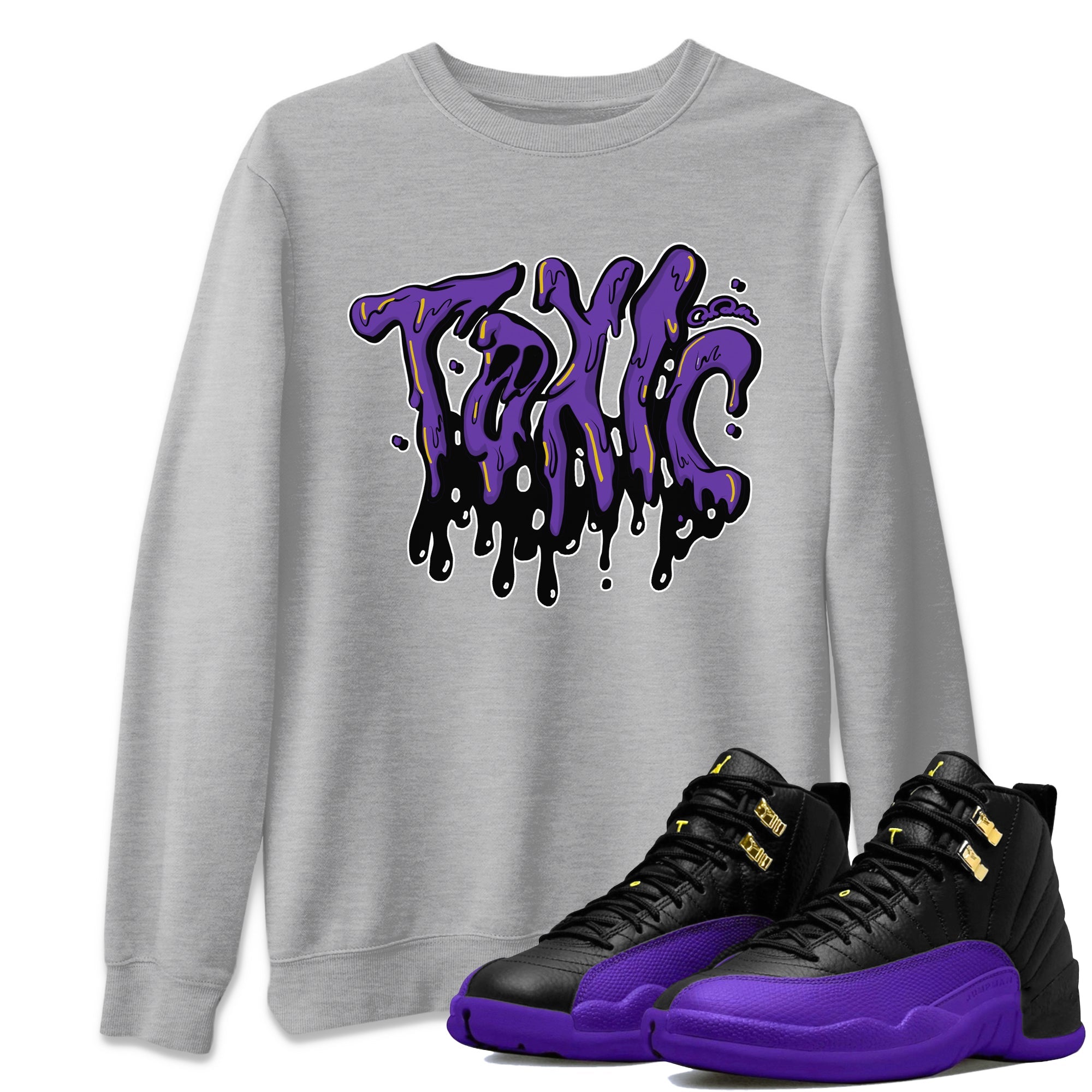 Air Jordan 12 Field Purple Sneaker Match Tees Toxic Sneaker Tees AJJordan 12 Lakers Sneaker Release Tees Unisex Shirts Heather Grey 1