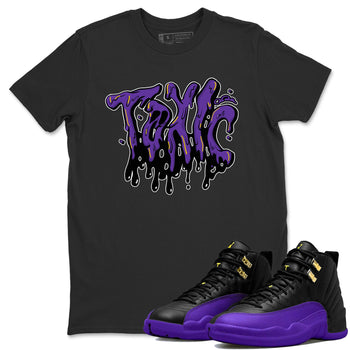 Air Jordan 12 Field Purple Sneaker Match Tees Toxic Sneaker Tees AJJordan 12 Lakers Sneaker Release Tees Unisex Shirts Black 1