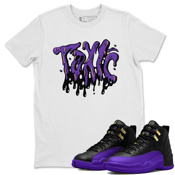 Air Jordan 12 Field Purple Sneaker Match Tees Toxic Sneaker Tees AJJordan 12 Lakers Sneaker Release Tees Unisex Shirts White 1