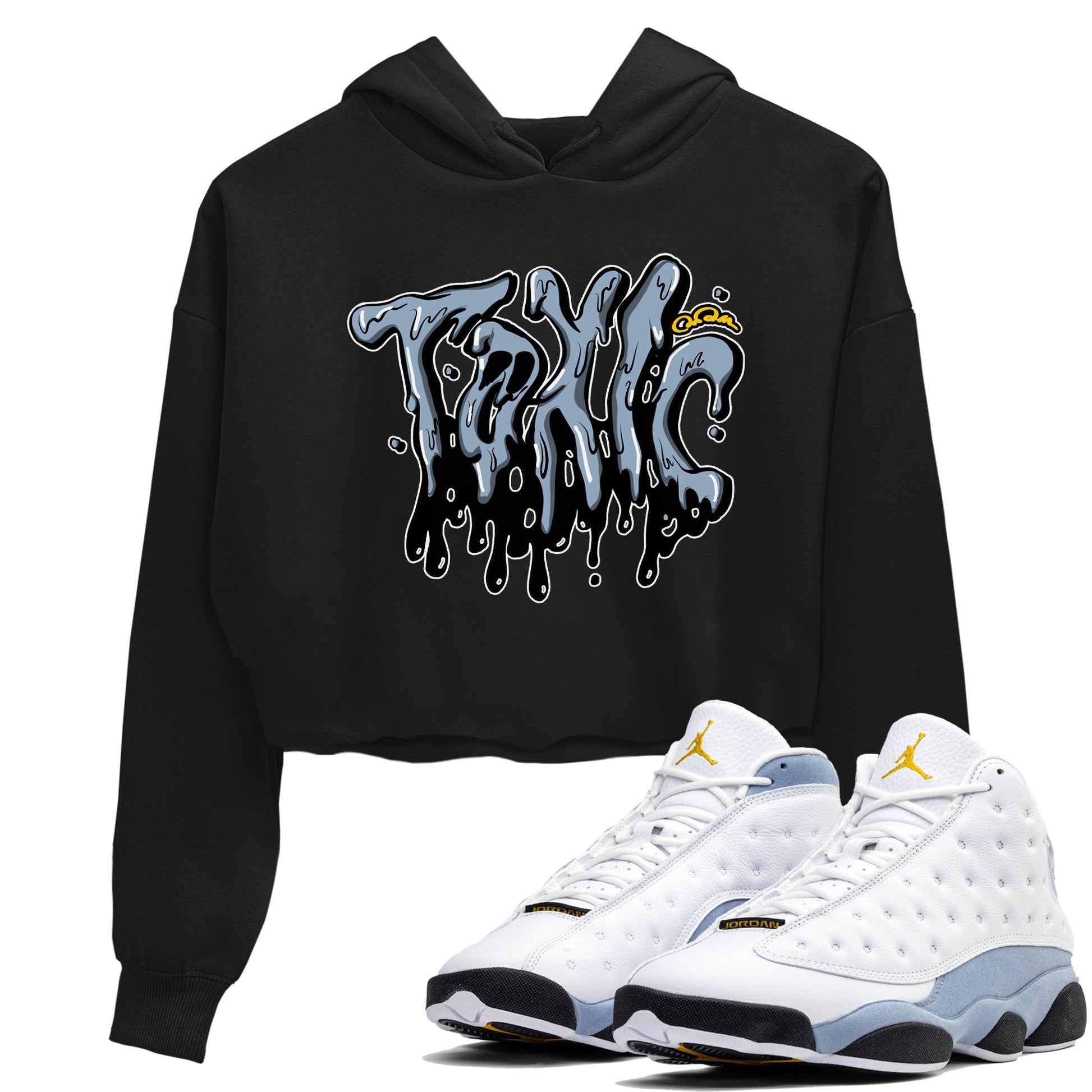 Air Jordan 13 Blue Grey shirt to match jordans Toxic sneaker tees AJ13 Blue Grey SNRT Sneaker Release Tees Black 1 crop length shirt