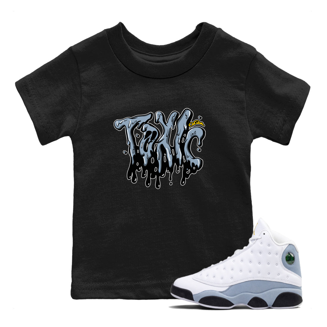 Air Jordan 13 Blue Grey shirt to match jordans Toxic sneaker tees AJ13 Blue Grey SNRT sneaker release tees baby toddler Black 1 cotton Shirt