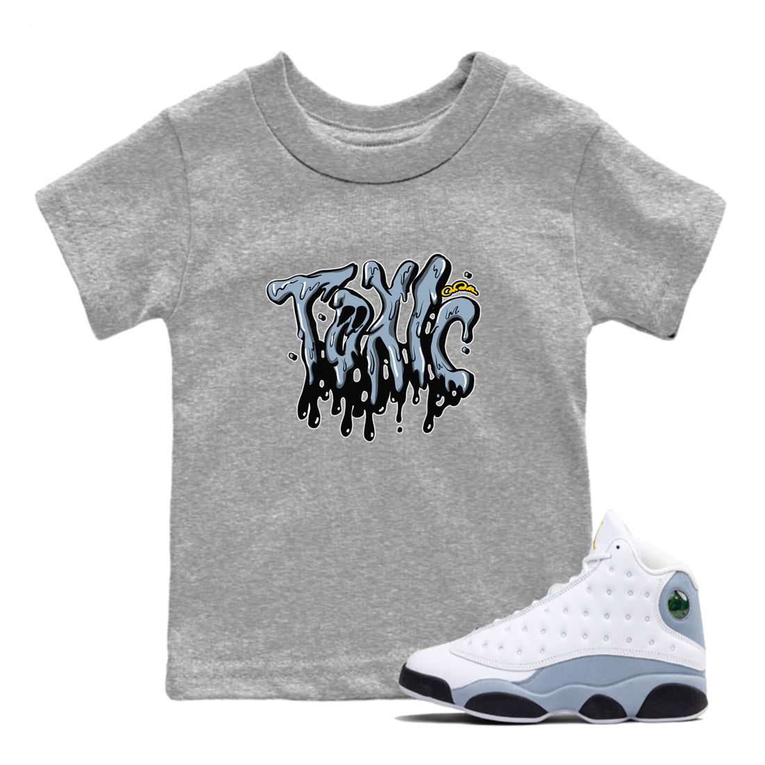 Air Jordan 13 Blue Grey shirt to match jordans Toxic sneaker tees AJ13 Blue Grey SNRT sneaker release tees baby toddler Heather Grey 1 cotton Shirt