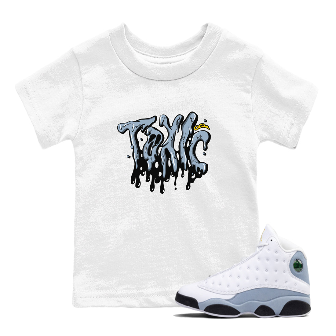 Air Jordan 13 Blue Grey shirt to match jordans Toxic sneaker tees AJ13 Blue Grey SNRT sneaker release tees baby toddler White 1 cotton Shirt