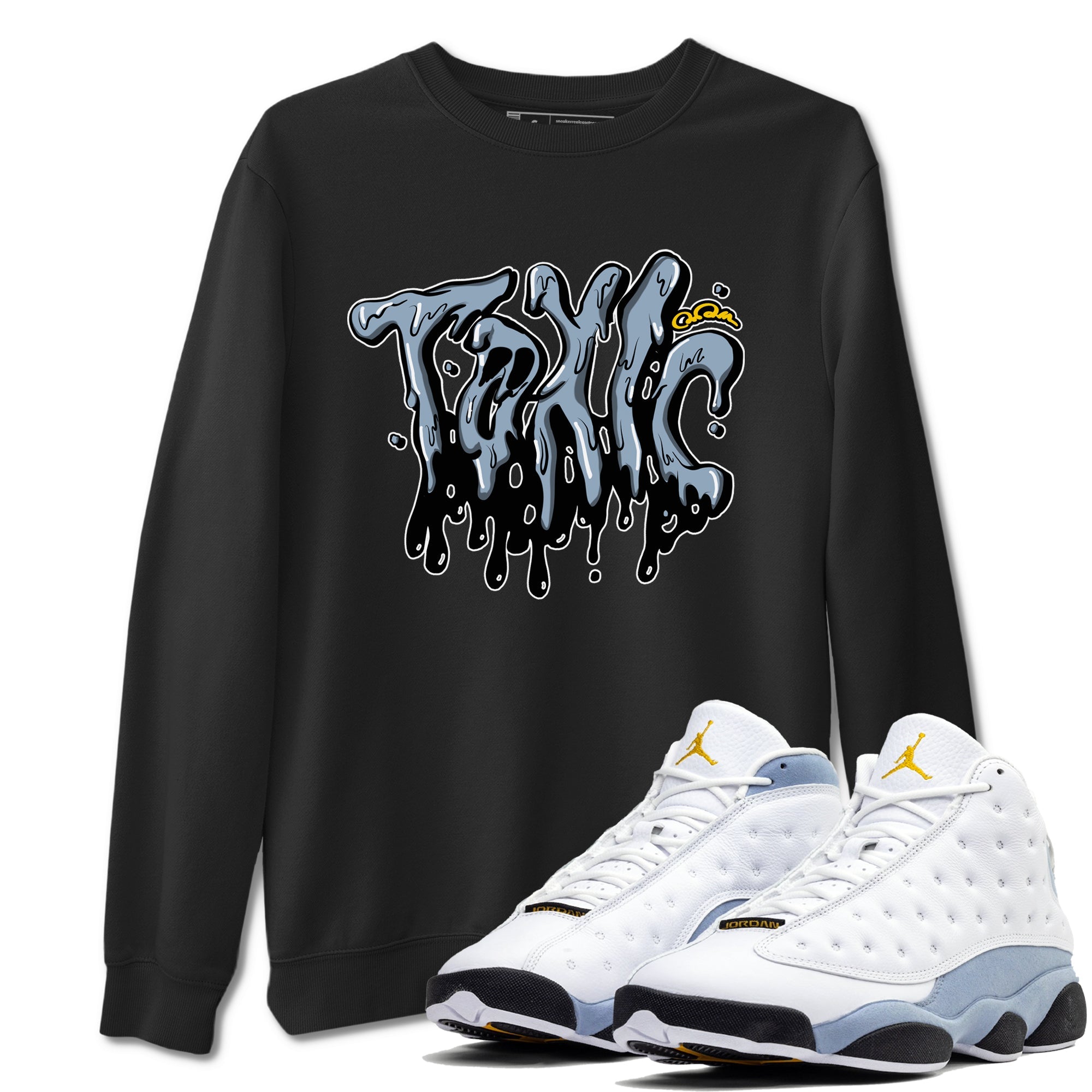 Air Jordan 13 Blue Grey shirt to match jordans Toxic sneaker tees AJ13 Blue Grey SNRT Sneaker Release Tees unisex cotton Black 1 crew neck shirt