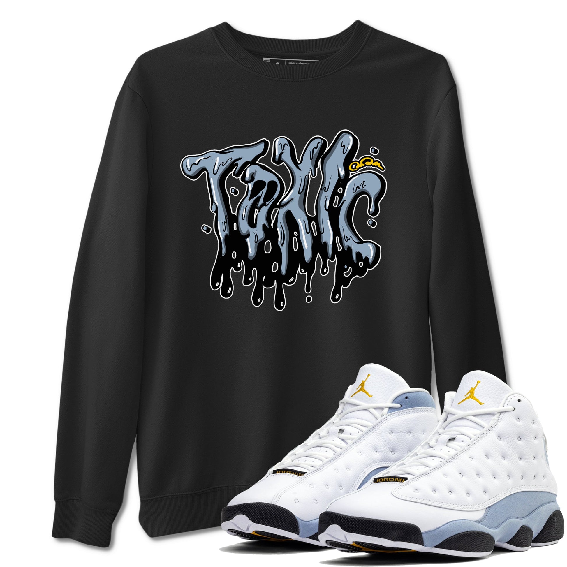 Air Jordan 13 Blue Grey shirt to match jordans Toxic sneaker tees AJ13 Blue Grey SNRT Sneaker Release Tees unisex cotton Black 1 crew neck shirt