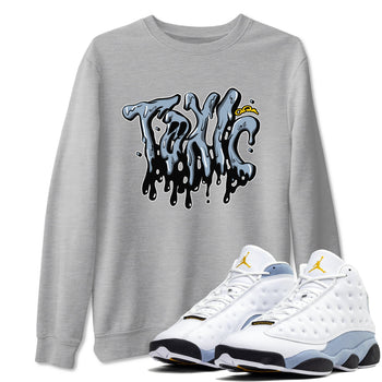 Air Jordan 13 Blue Grey shirt to match jordans Toxic sneaker tees AJ13 Blue Grey SNRT Sneaker Release Tees unisex cotton Heather Grey 1 crew neck shirt
