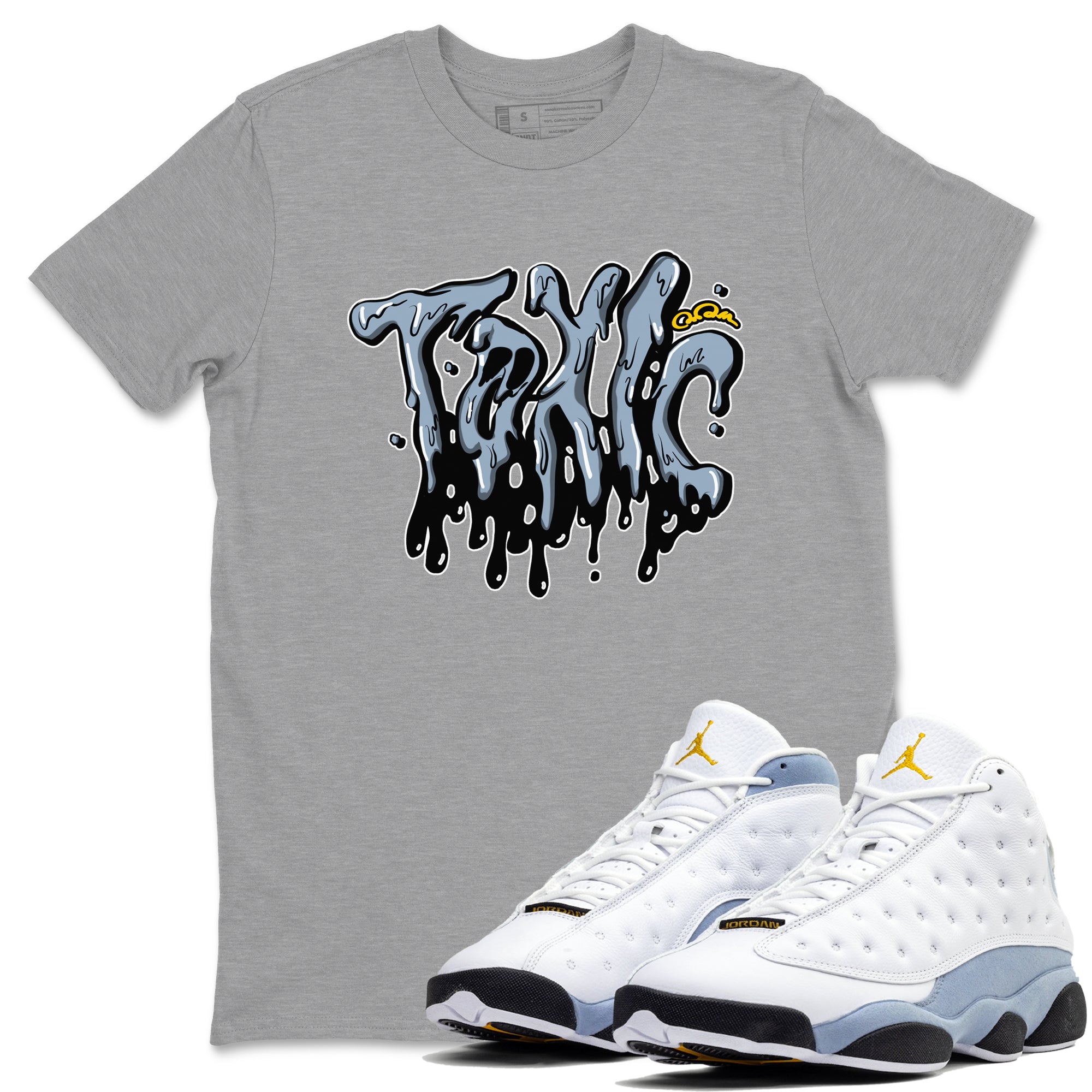 Air Jordan 13 Blue Grey shirt to match jordans Toxic sneaker tees AJ13 Blue Grey SNRT Sneaker Release Tees unisex cotton Heather Grey 1 crew neck shirt