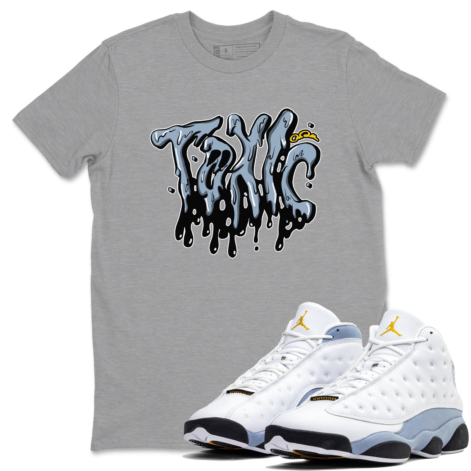 Air Jordan 13 Blue Grey shirt to match jordans Toxic sneaker tees AJ13 Blue Grey SNRT Sneaker Release Tees unisex cotton Heather Grey 1 crew neck shirt