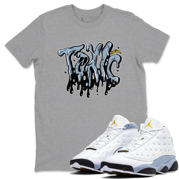 Air Jordan 13 Blue Grey shirt to match jordans Toxic sneaker tees AJ13 Blue Grey SNRT Sneaker Release Tees unisex cotton Heather Grey 1 crew neck shirt