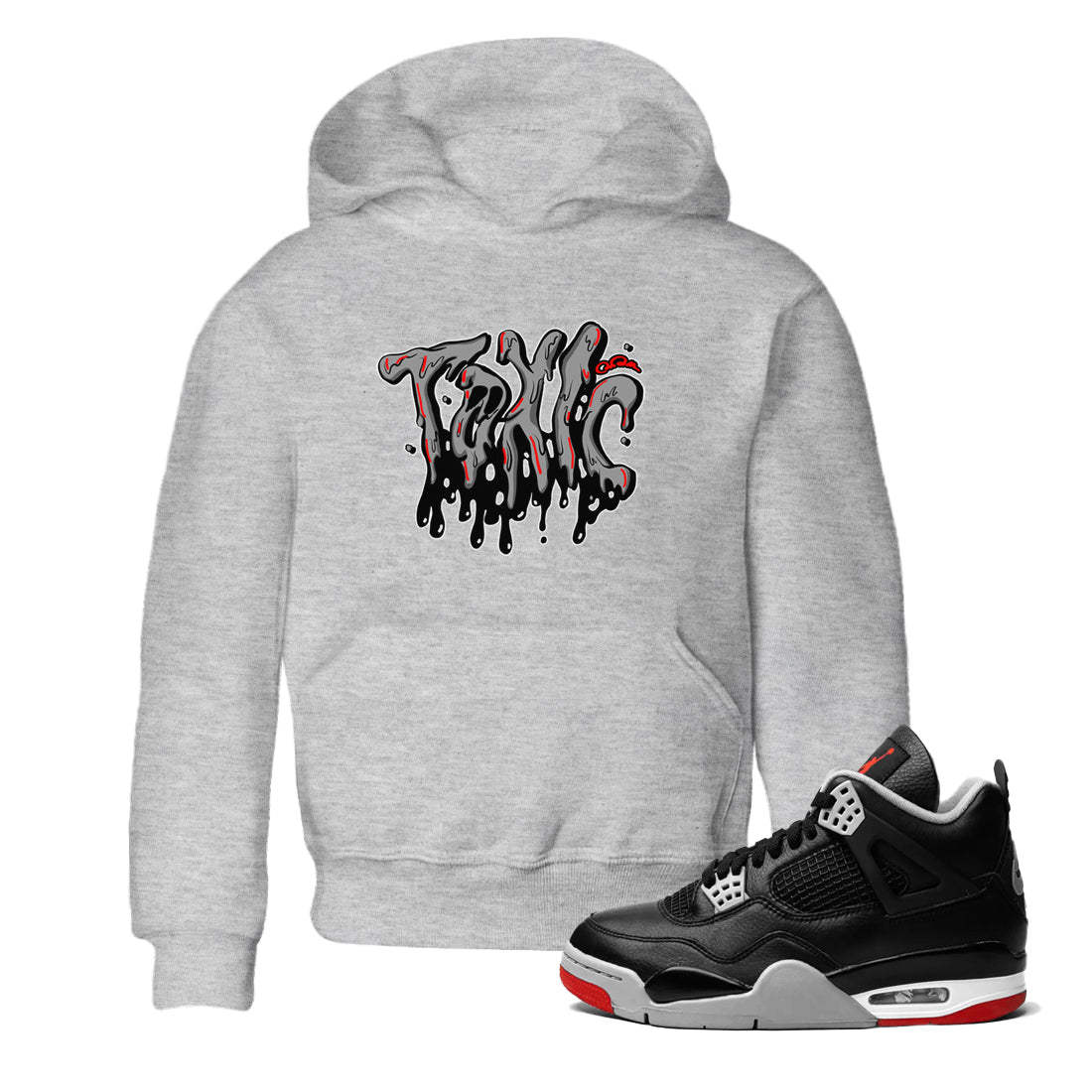 Air Jordan 4 Bred Reimagined shirt to match jordans Toxic sneaker tees AJ4 Bred Reimagined SNRT sneaker release tees baby toddler Heather Grey 1 cotton Shirt
