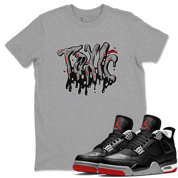 Air Jordan 4 Bred Reimagined shirt to match jordans Toxic sneaker tees AJ4 Bred Reimagined SNRT Sneaker Release Tees unisex cotton Heather Grey 1 crew neck shirt