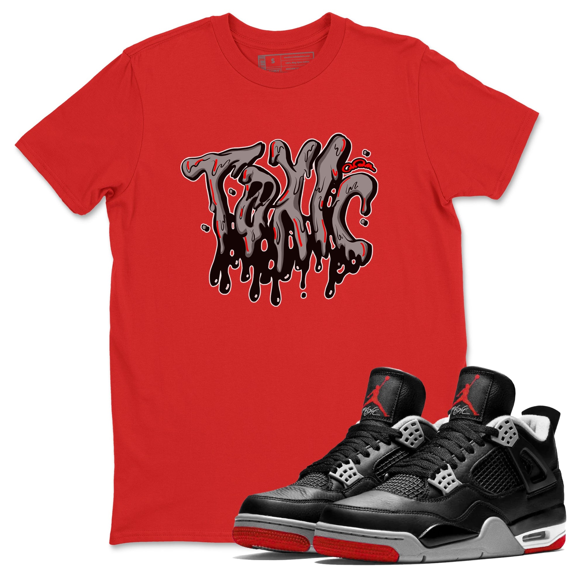 Air Jordan 4 Bred Reimagined shirt to match jordans Toxic sneaker tees AJ4 Bred Reimagined SNRT Sneaker Release Tees unisex cotton Red 1 crew neck shirt