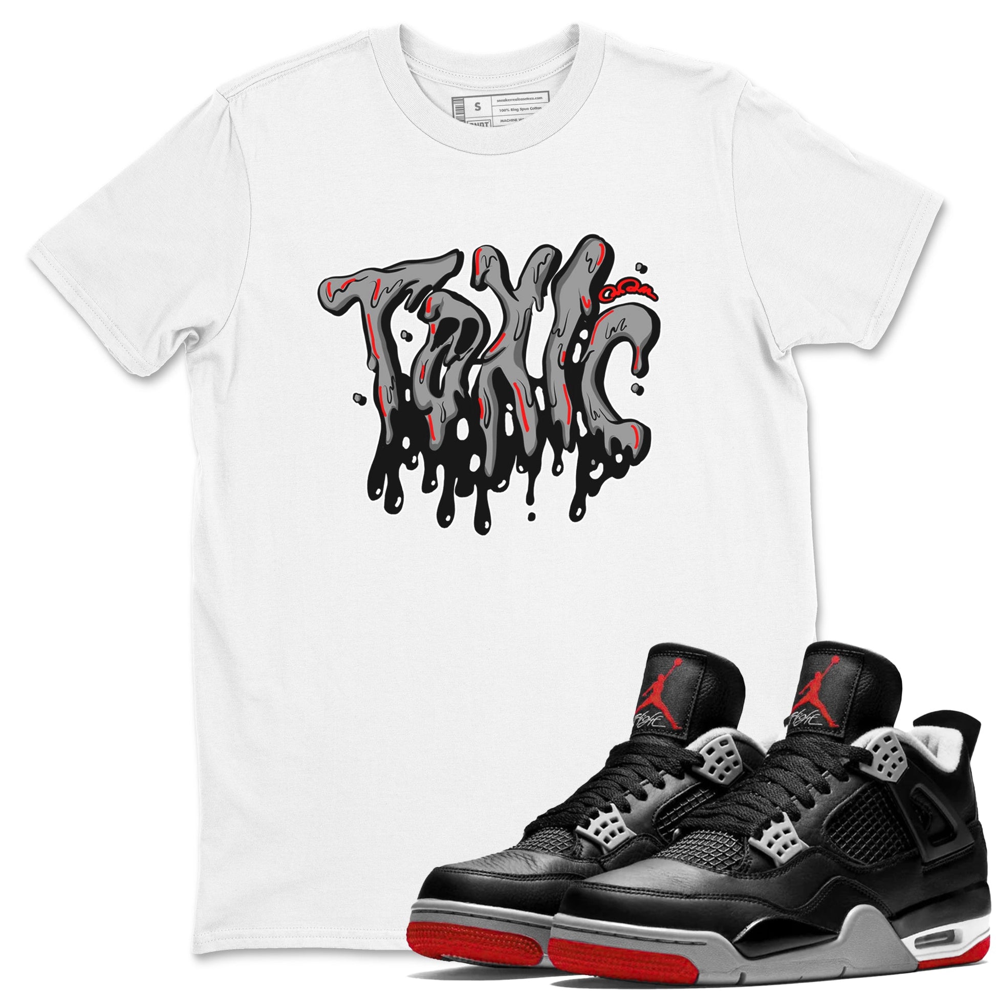 Air Jordan 4 Bred Reimagined shirt to match jordans Toxic sneaker tees AJ4 Bred Reimagined SNRT Sneaker Release Tees unisex cotton White 1 crew neck shirt