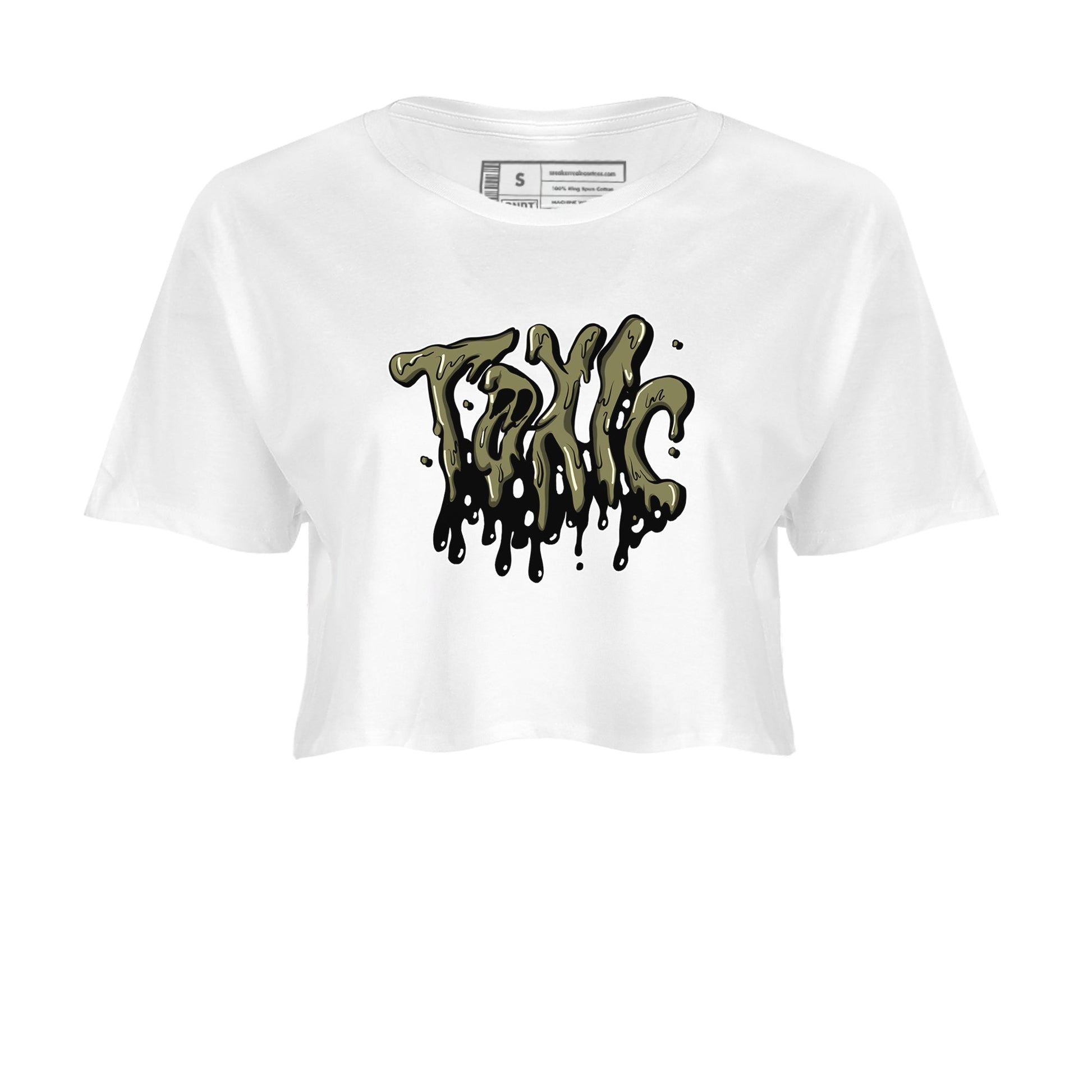 Air Jordan 4 Medium Olive shirt to match jordans Toxic sneaker tees AJ4Medium Olive SNRT Sneaker Release Tees White 2 Crop T-Shirt