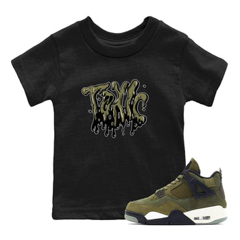 Air Jordan 4 Medium Olive shirt to match jordans Toxic sneaker tees AJ4Medium Olive SNRT Sneaker Release Tees Baby Toddler Black 1 T-Shirt