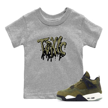 Air Jordan 4 Medium Olive shirt to match jordans Toxic sneaker tees AJ4Medium Olive SNRT Sneaker Release Tees Baby Toddler Heather Grey 1 T-Shirt