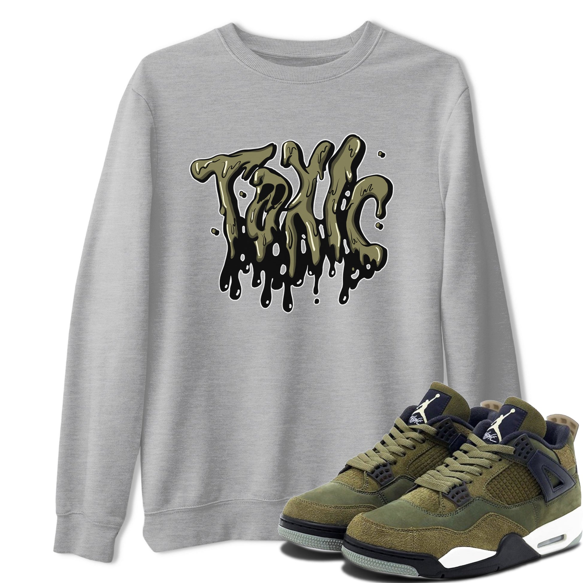 Air Jordan 4 Medium Olive shirt to match jordans Toxic sneaker tees AJ4Medium Olive SNRT Sneaker Release Tees Unisex Heather Grey 1 T-Shirt