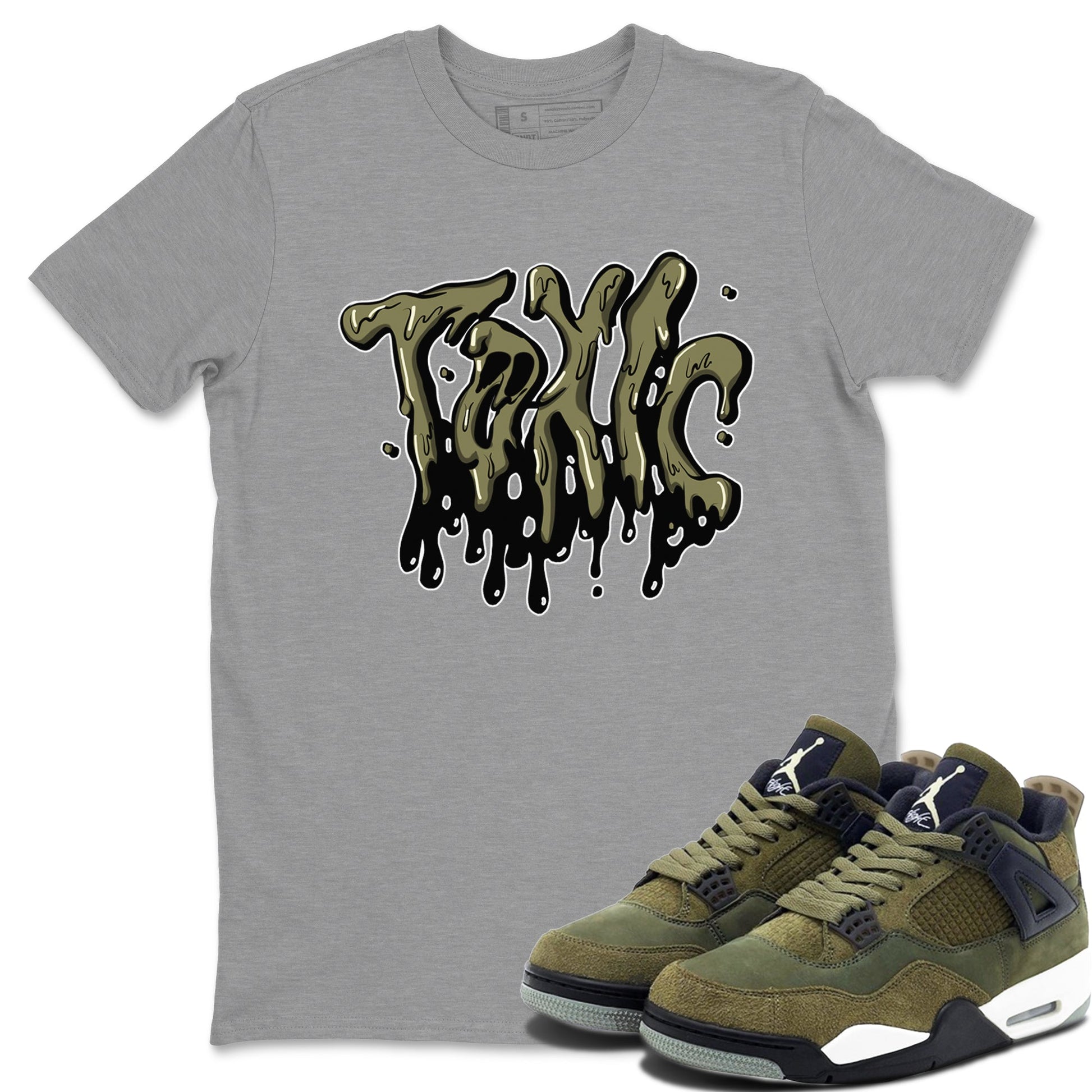 Air Jordan 4 Medium Olive shirt to match jordans Toxic sneaker tees AJ4Medium Olive SNRT Sneaker Release Tees Unisex Heather Grey 1 T-Shirt