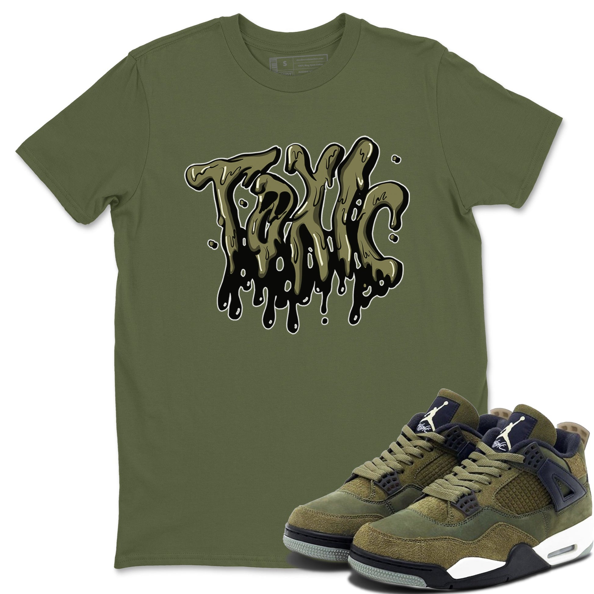 Air Jordan 4 Medium Olive shirt to match jordans Toxic sneaker tees AJ4Medium Olive SNRT Sneaker Release Tees Unisex Military Green 1 T-Shirt