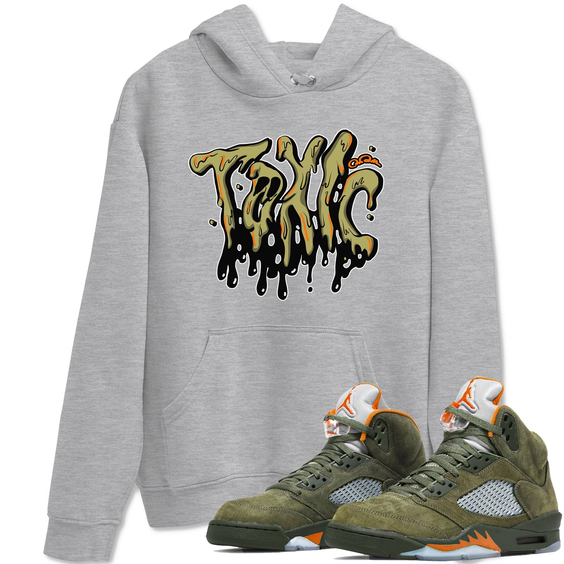 Air Jordan 5 Olive shirt to match jordans Toxic sneaker tees AJ5 Olive SNRT Sneaker Release Tees unisex cotton Heather Grey 1 crew neck shirt