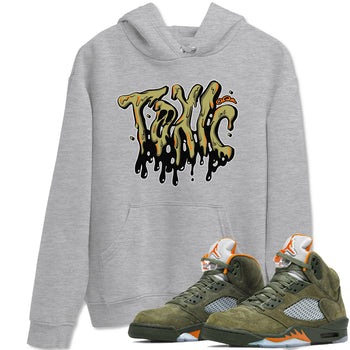 Air Jordan 5 Olive shirt to match jordans Toxic sneaker tees AJ5 Olive SNRT Sneaker Release Tees unisex cotton Heather Grey 1 crew neck shirt