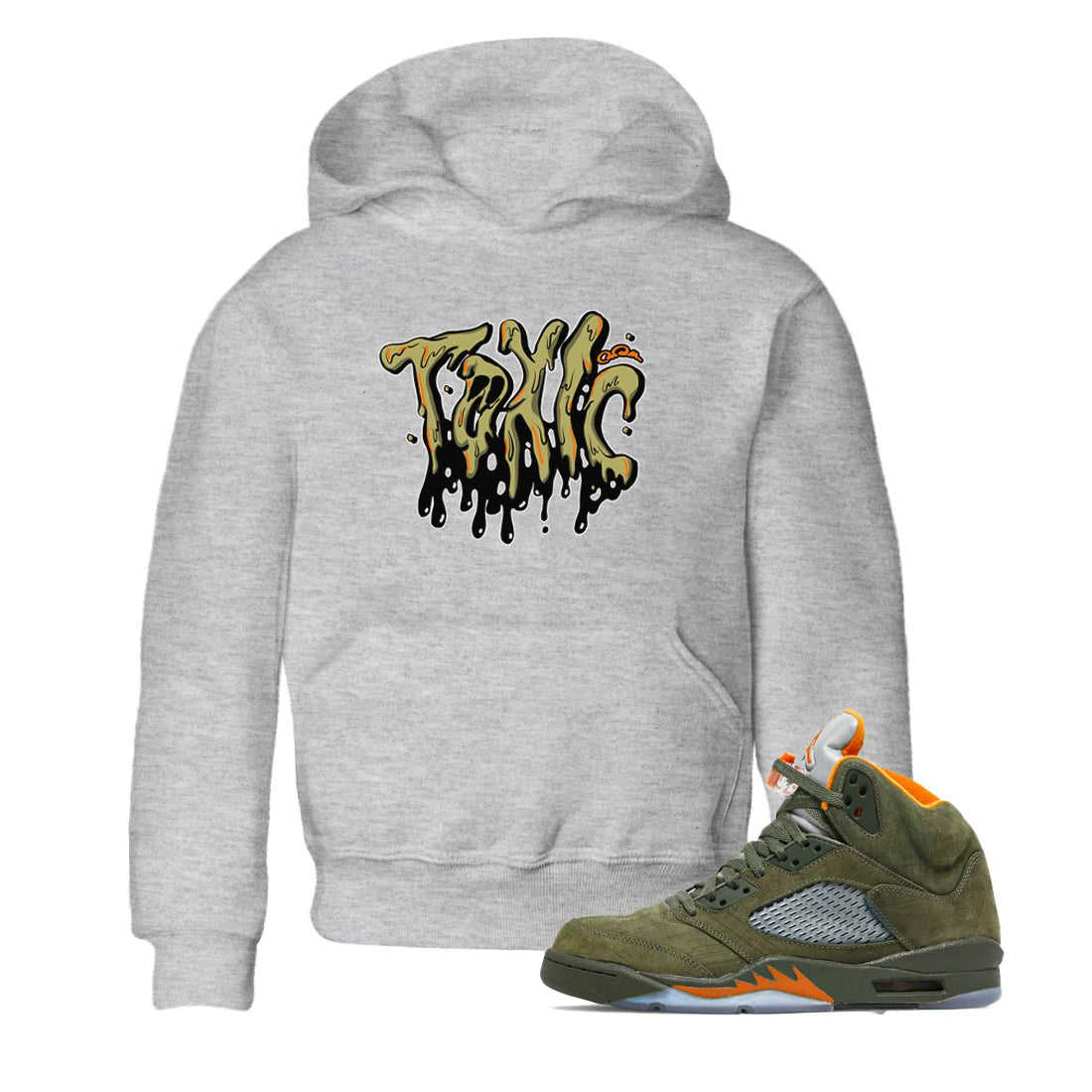 Air Jordan 5 Olive shirt to match jordans Toxic sneaker tees AJ5 Olive SNRT sneaker release tees baby toddler Heather Grey 1 cotton Shirt