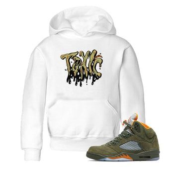 Air Jordan 5 Olive shirt to match jordans Toxic sneaker tees AJ5 Olive SNRT sneaker release tees baby toddler White 1 cotton Shirt
