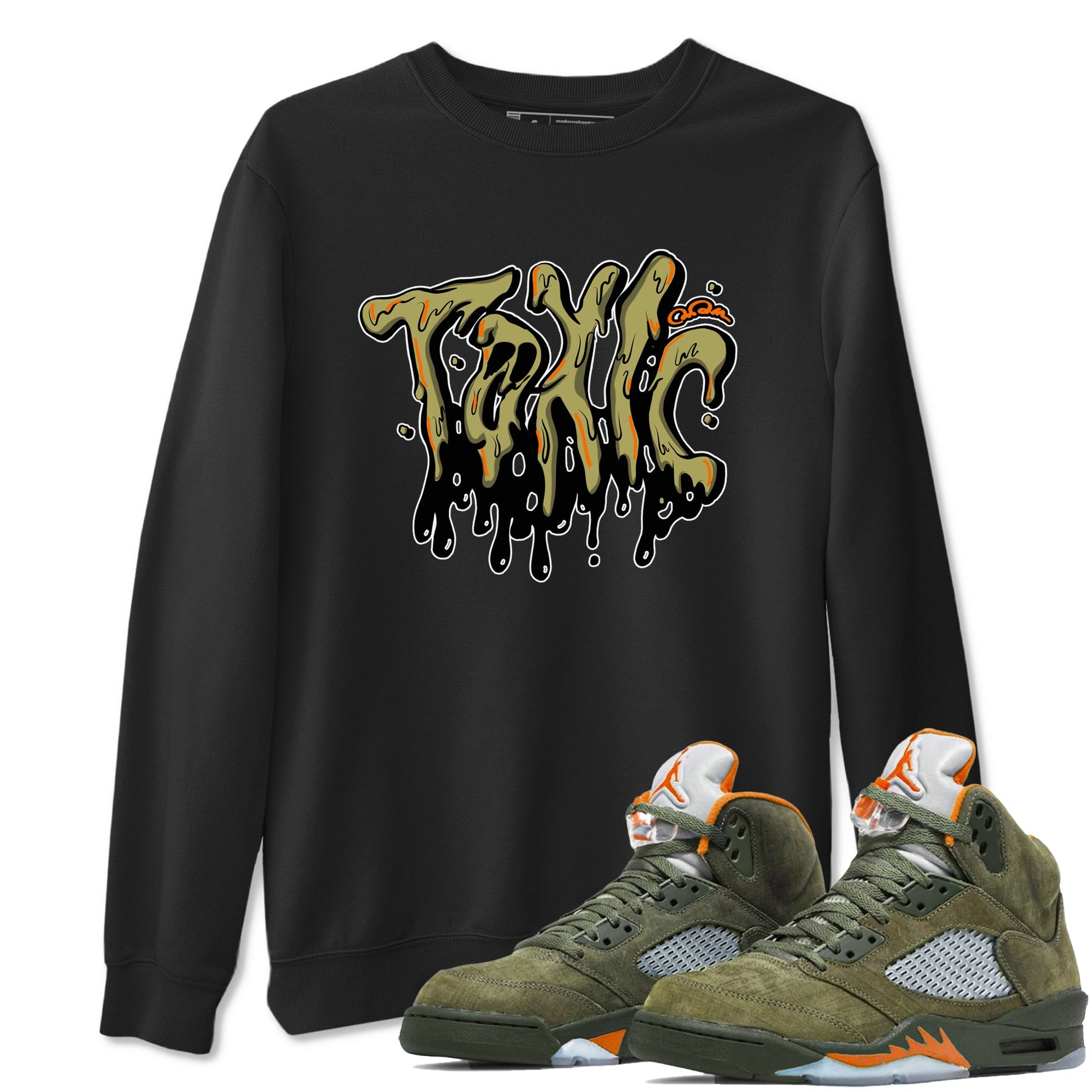 Air Jordan 5 Olive shirt to match jordans Toxic sneaker tees AJ5 Olive SNRT Sneaker Release Tees unisex cotton Black 1 crew neck shirt