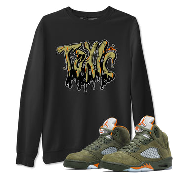 Air Jordan 5 Olive shirt to match jordans Toxic sneaker tees AJ5 Olive SNRT Sneaker Release Tees unisex cotton Black 1 crew neck shirt