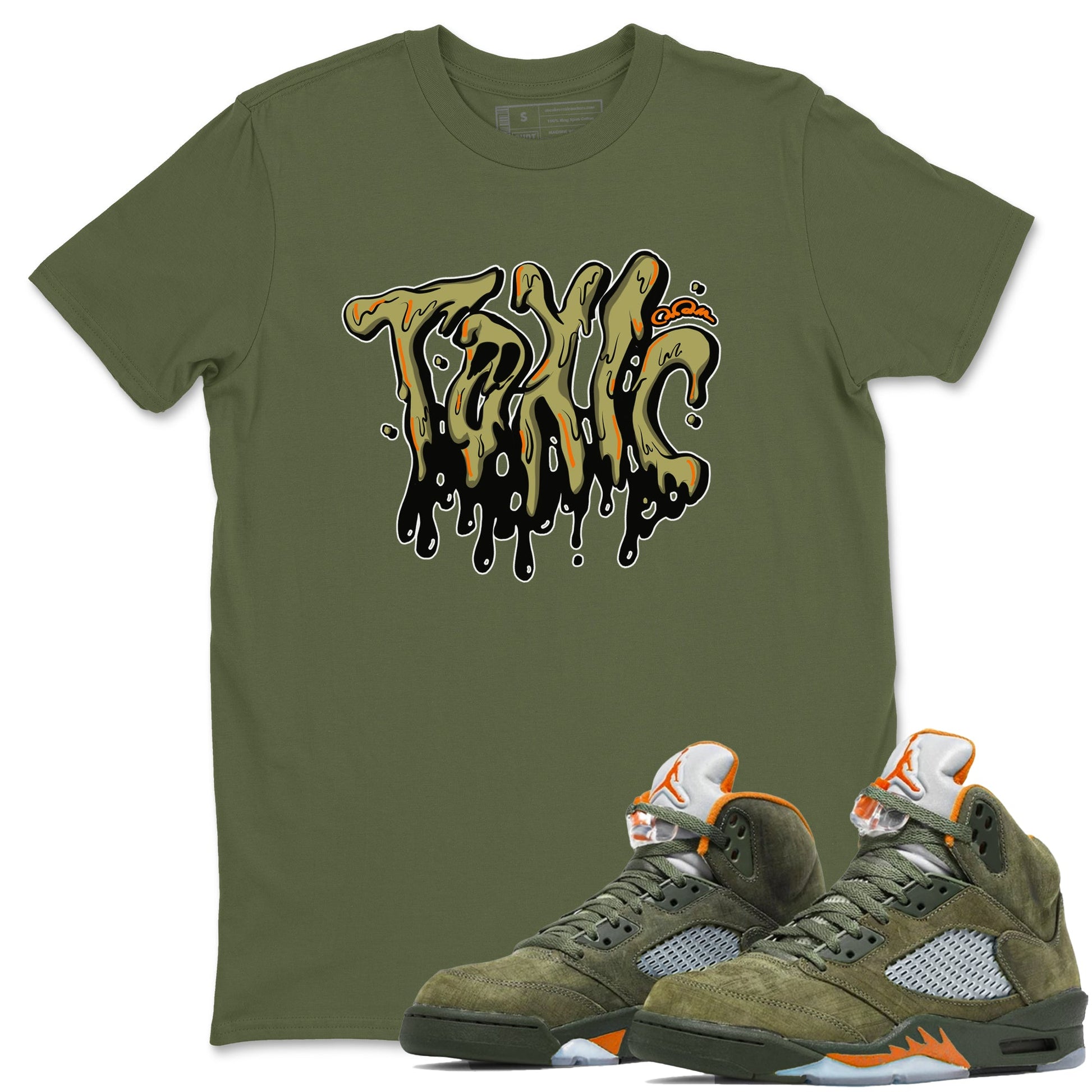 Air Jordan 5 Olive shirt to match jordans Toxic sneaker tees AJ5 Olive SNRT Sneaker Release Tees unisex cotton Military Green 1 crew neck shirt
