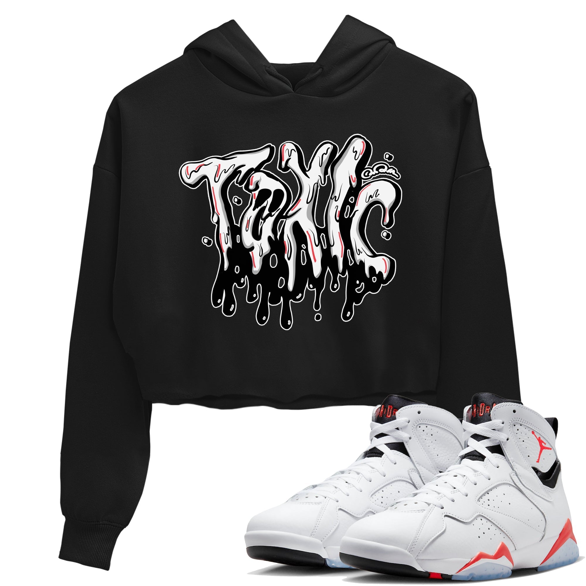 Air Jordan 7 Infrared Sneaker Match Tees Toxic Sneaker Tees AJ7 Infrared Sneaker Release Tees Women's Shirts Black 1