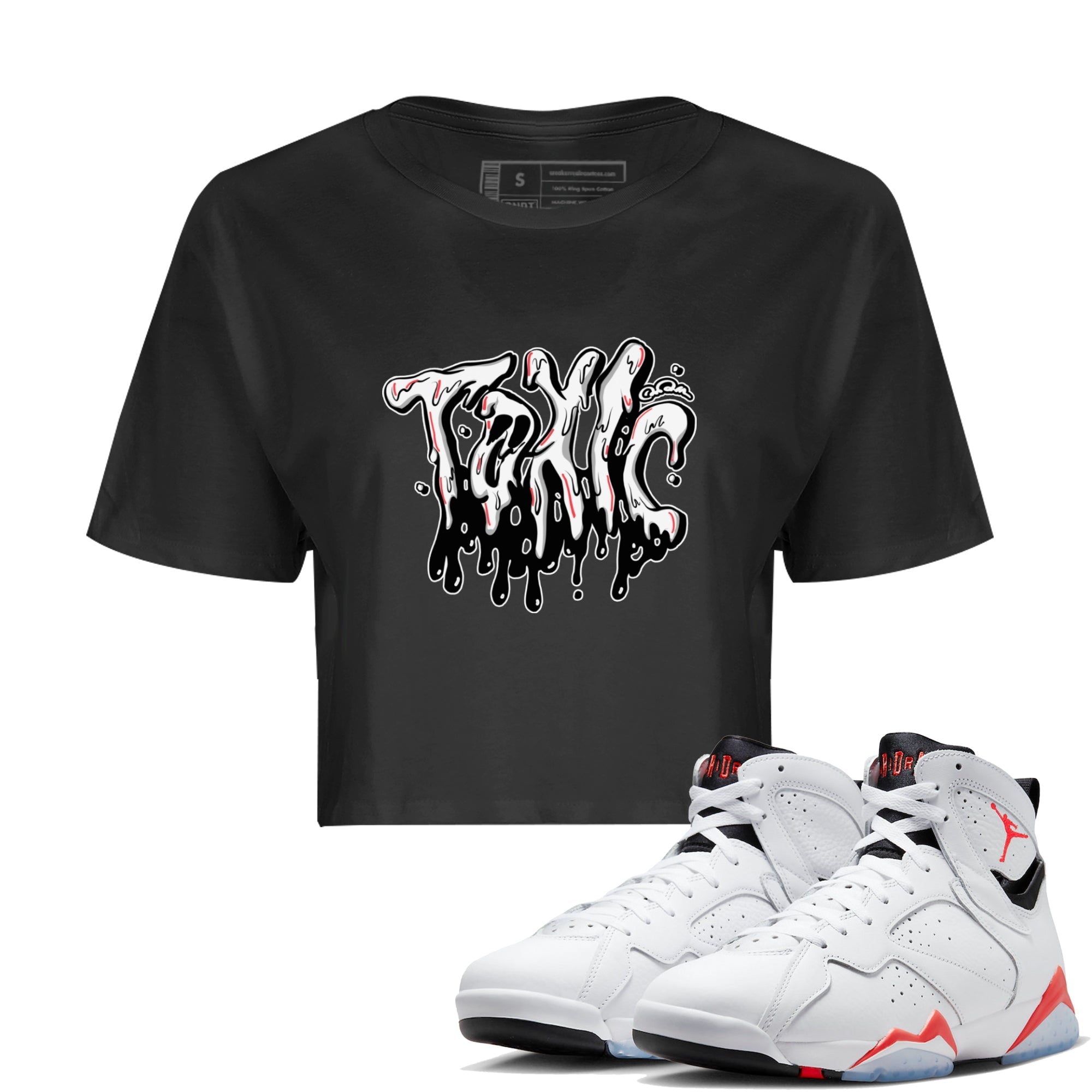Air Jordan 7 Infrared Sneaker Match Tees Toxic Sneaker Tees AJ7 Infrared Sneaker Release Tees Women's Shirts Black 1