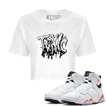 Air Jordan 7 Infrared Sneaker Match Tees Toxic Sneaker Tees AJ7 Infrared Sneaker Release Tees Women's Shirts White 1