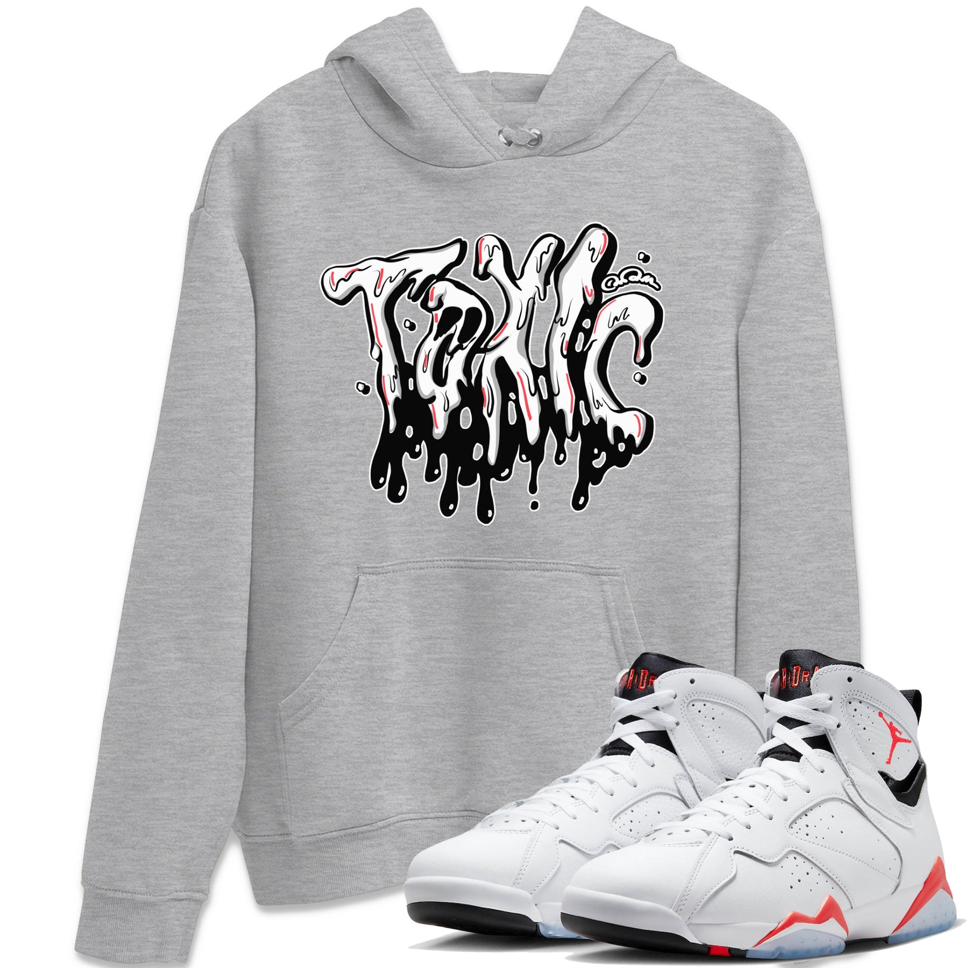 Air Jordan 7 Infrared Sneaker Match Tees Toxic Sneaker Tees AJ7 Infrared Sneaker Release Tees Unisex Shirts Heather Grey 1