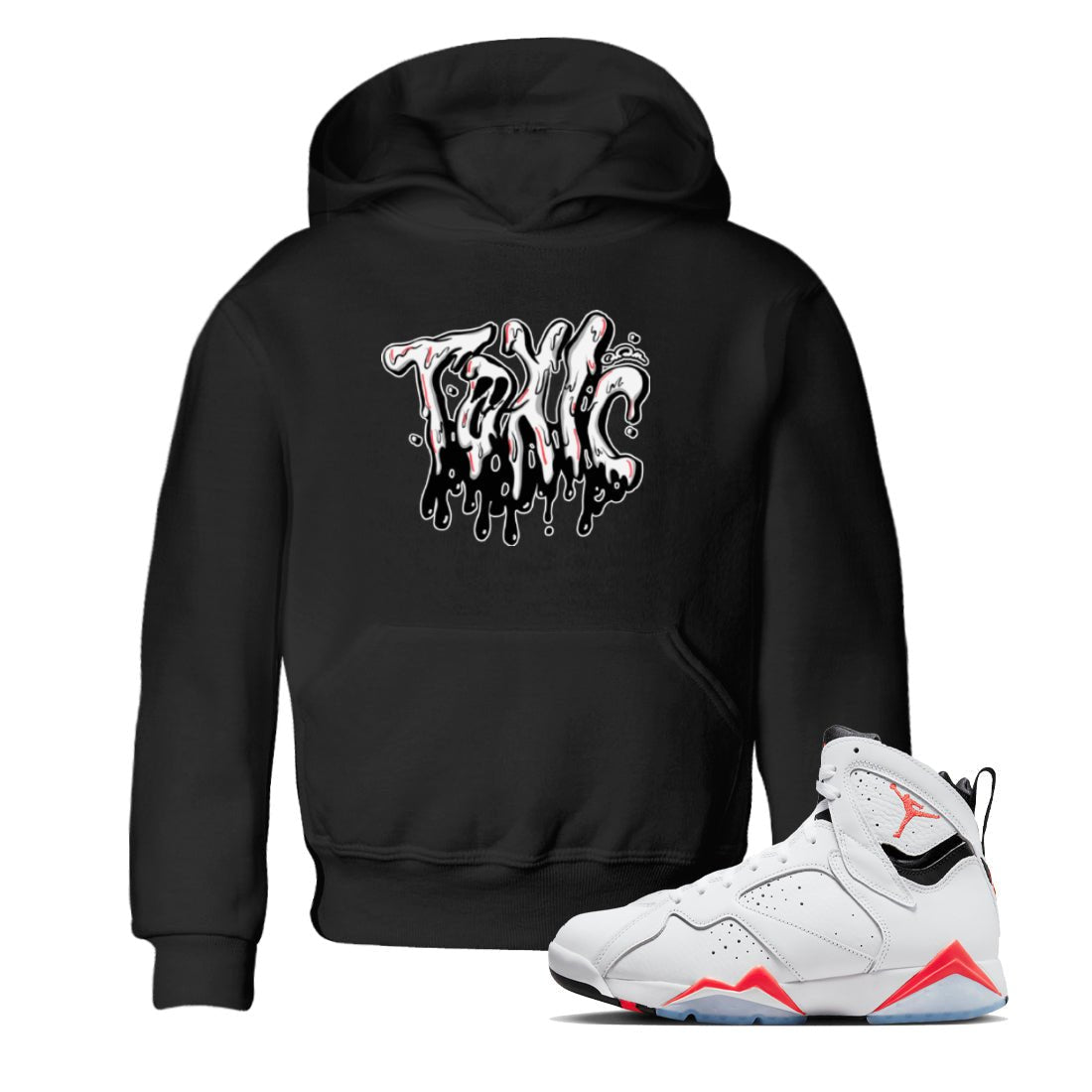 Air Jordan 7 Infrared Sneaker Match Tees Toxic Sneaker Tees AJ7 Infrared Sneaker Release Tees Kids Shirts Black 1