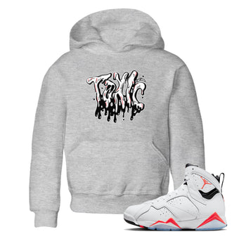 Air Jordan 7 Infrared Sneaker Match Tees Toxic Sneaker Tees AJ7 Infrared Sneaker Release Tees Kids Shirts Heather Grey 1