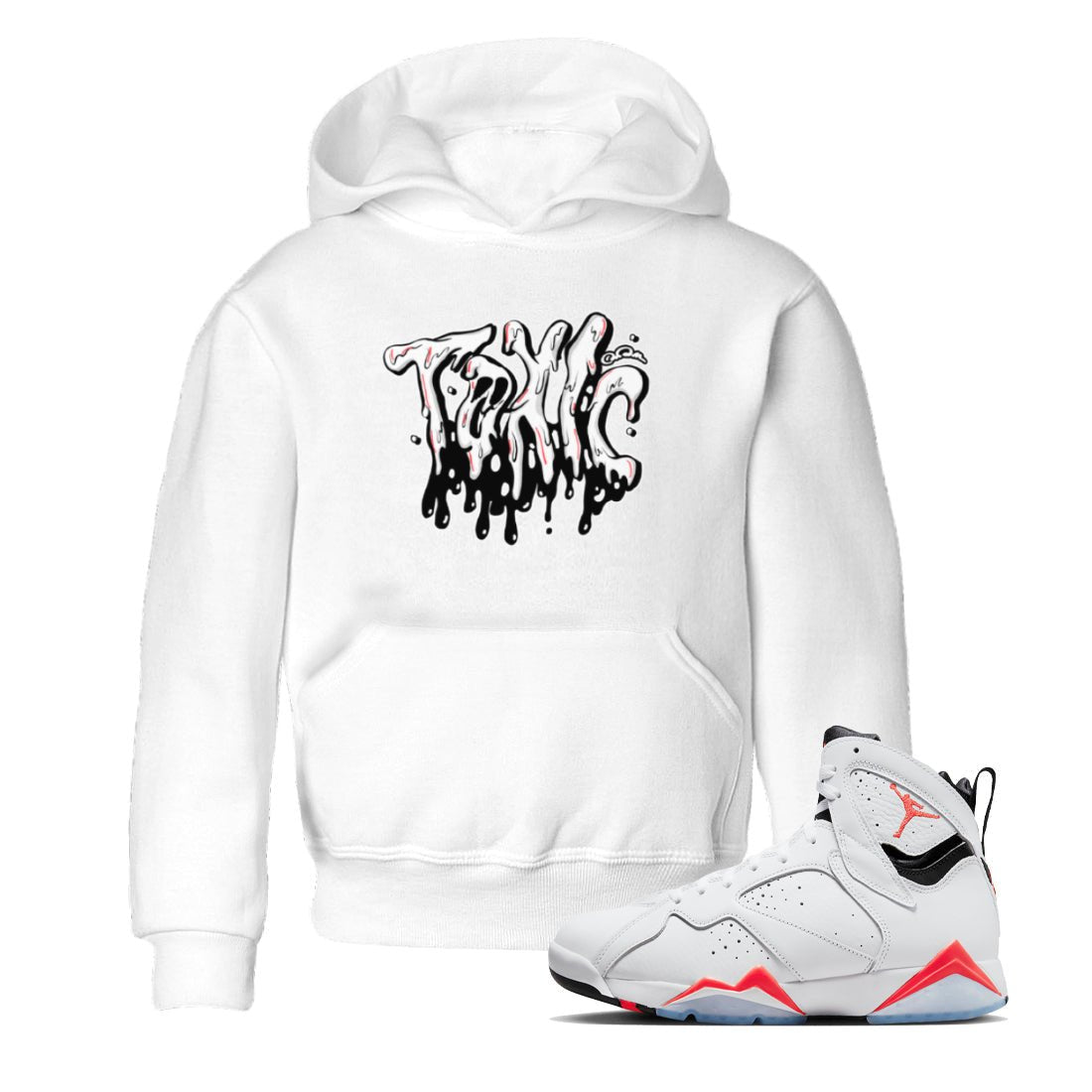 Air Jordan 7 Infrared Sneaker Match Tees Toxic Sneaker Tees AJ7 Infrared Sneaker Release Tees Kids Shirts White 1