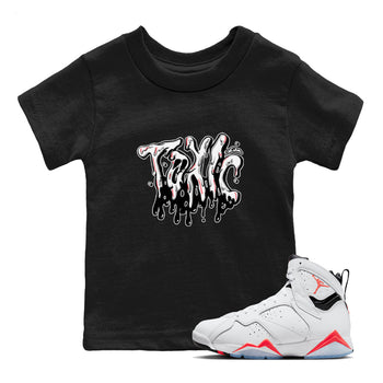 Air Jordan 7 Infrared Sneaker Match Tees Toxic Sneaker Tees AJ7 Infrared Sneaker Release Tees Kids Shirts Black 1