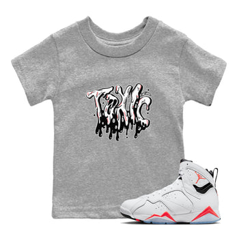 Air Jordan 7 Infrared Sneaker Match Tees Toxic Sneaker Tees AJ7 Infrared Sneaker Release Tees Kids Shirts Heather Grey 1