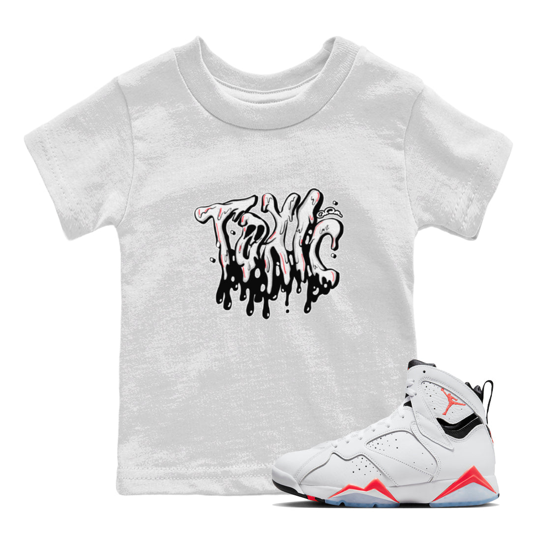 Air Jordan 7 Infrared Sneaker Match Tees Toxic Sneaker Tees AJ7 Infrared Sneaker Release Tees Kids Shirts White 1