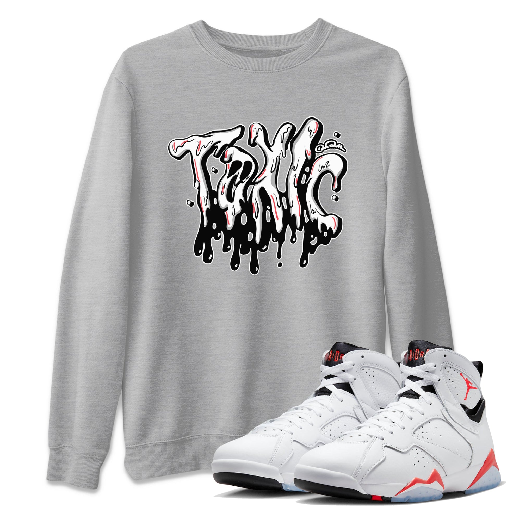 Air Jordan 7 Infrared Sneaker Match Tees Toxic Sneaker Tees AJ7 Infrared Sneaker Release Tees Unisex Shirts Heather Grey 1