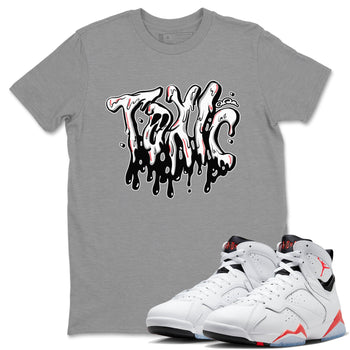 Air Jordan 7 Infrared Sneaker Match Tees Toxic Sneaker Tees AJ7 Infrared Sneaker Release Tees Unisex Shirts Heather Grey 1