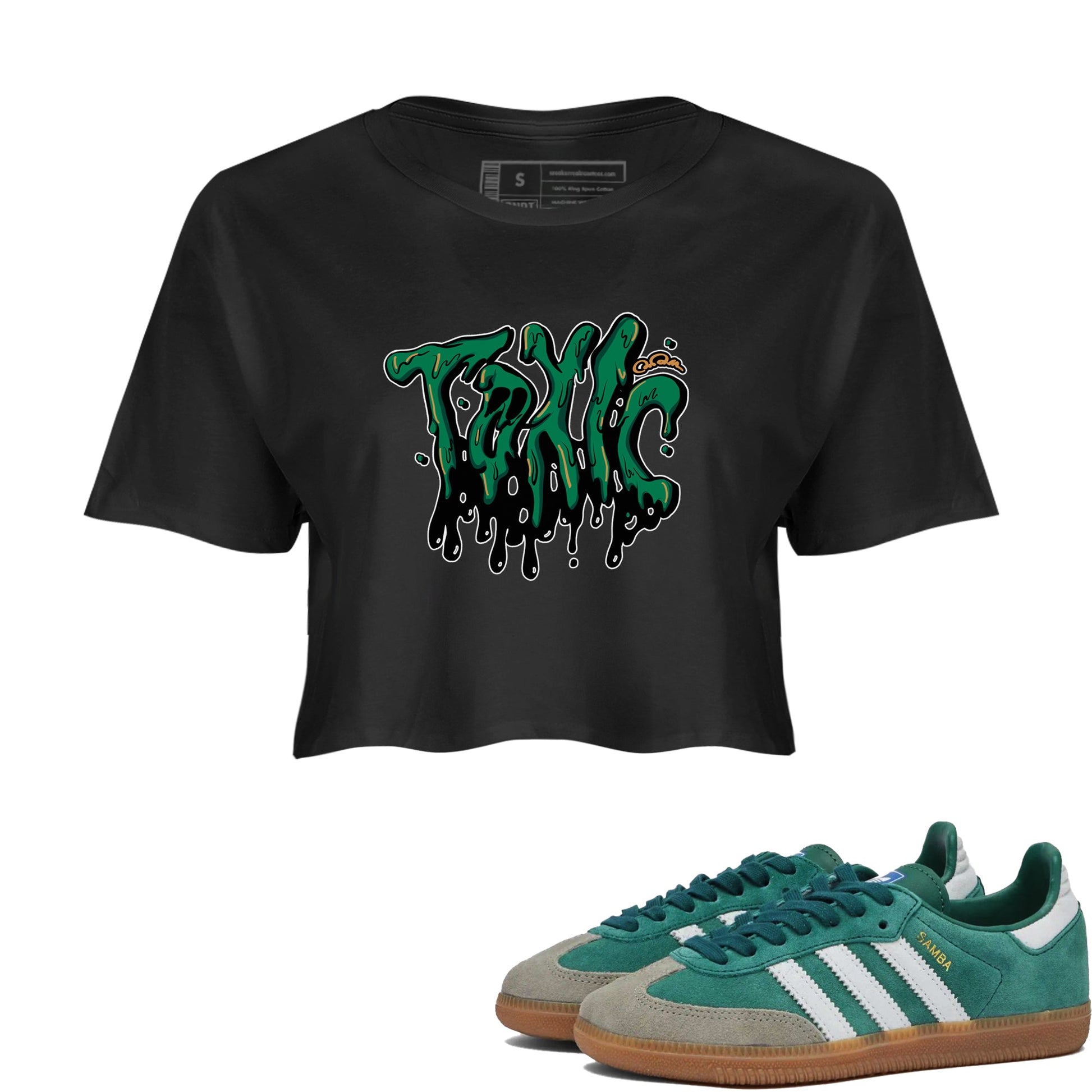 Samba Collegiate Green Gum shirt to match jordans Toxic sneaker tees Adidas Green Gum SNRT Sneaker Release Tees Black 1 Crop T-Shirt