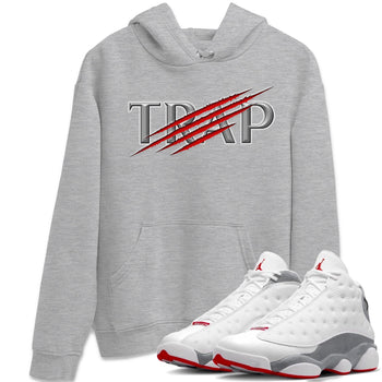 AJ13 Wolf Grey Sneaker Match Tees Trap Sneaker Tees Air Jordan 13 Wolf Grey SNRT Sneaker Release Tees Unisex Shirts Heather Grey 1